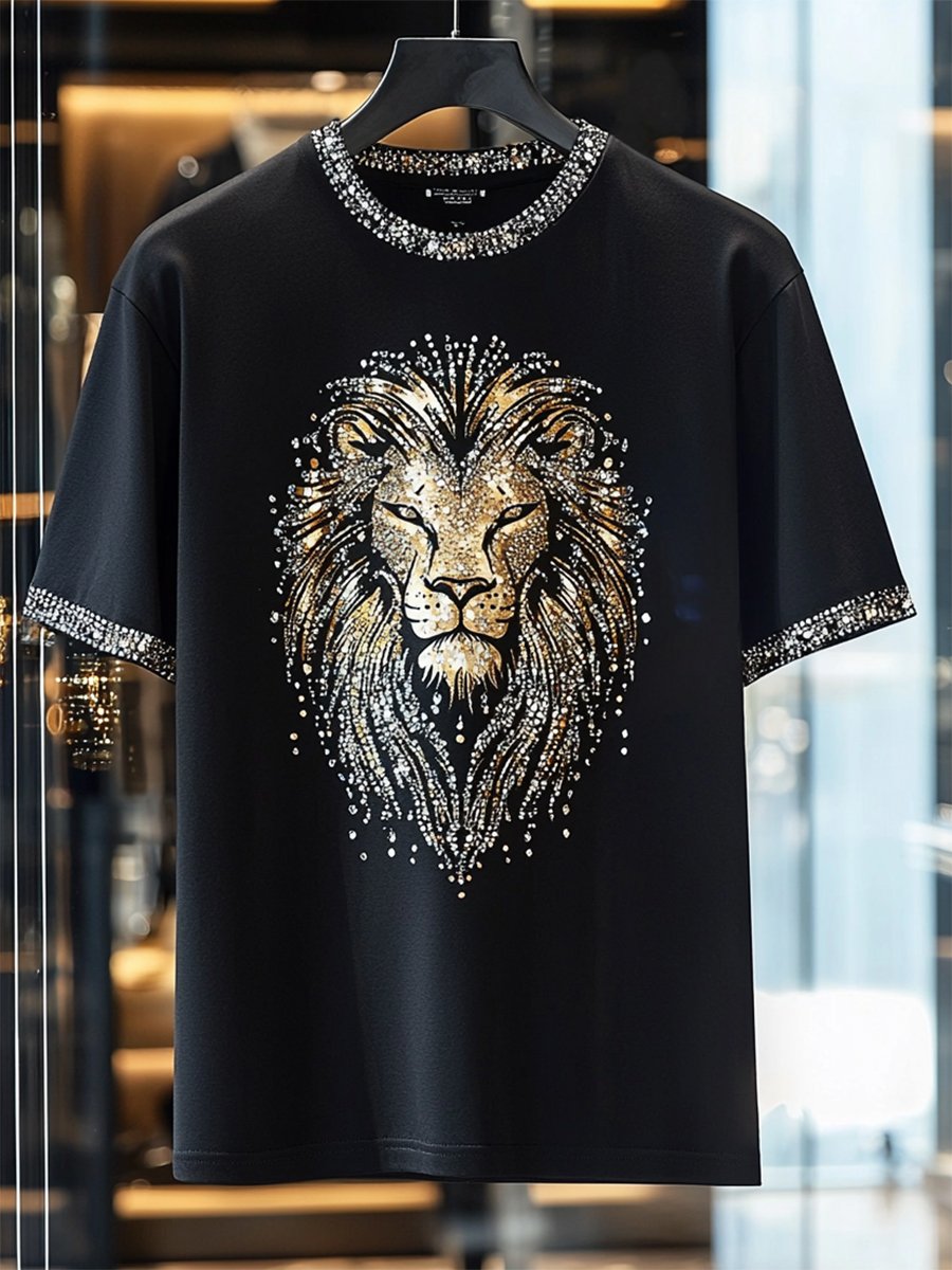 Men's Business Luxury Printed 100% Cotton Short Sleeve T-Shirt