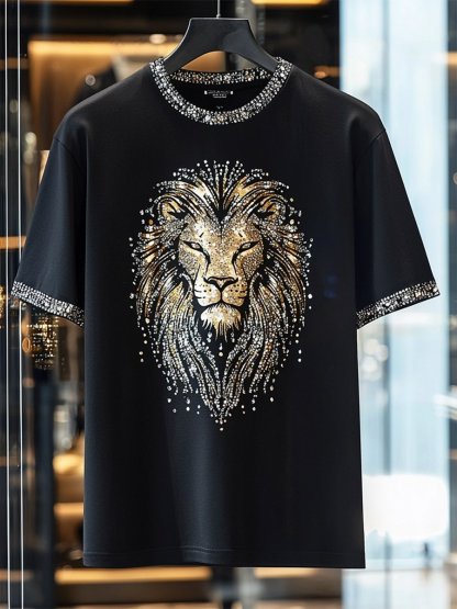Men's Business Luxury Printed 100% Cotton Short Sleeve T-Shirt