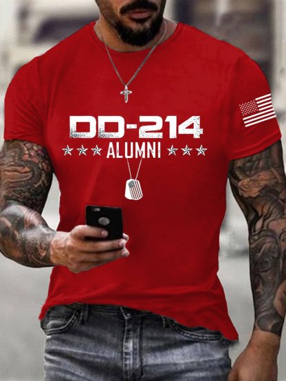 Men's Vintage DD-214 Alumni Veteran Print Casual T-Shirt