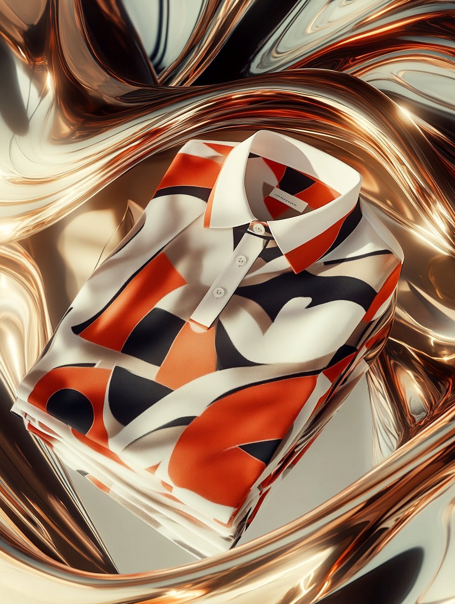 Men's Business Luxury Printed Button Short Sleeve Polo Shirt