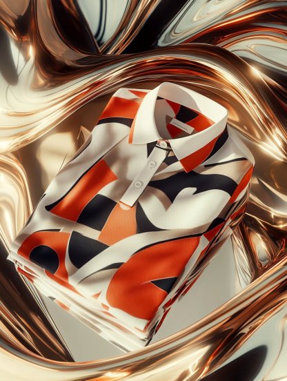 Men's Business Luxury Printed Button Short Sleeve Polo Shirt