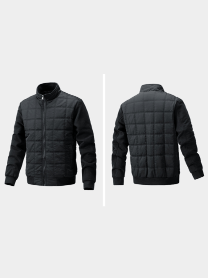 Men's Vintage Plaid Cotton Waffle Patchwork Casual Cotton Jacket