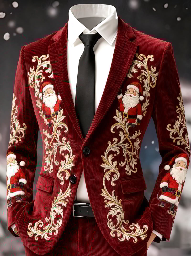 Men's Business Casual Christmas Corduroy Suit Jacket