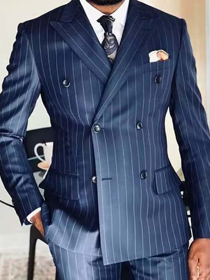 Men's Business Double Breasted Side Suit Two-Piece Suit