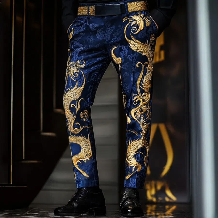 High elastic fabric luxury business casual men's fashion trousers