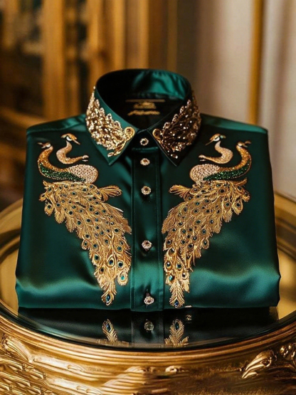 Men's Satin Luxe Long Sleeve Button Down Shirt