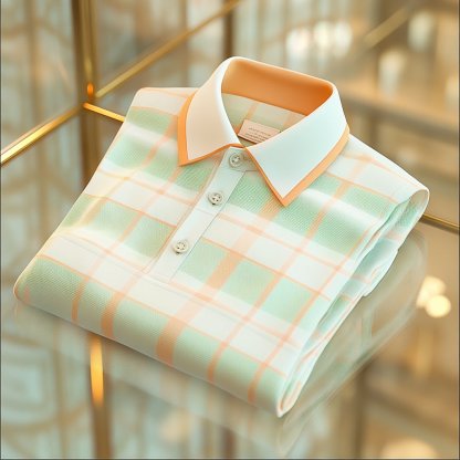 Men's Business Casual Jacquard Button Short Sleeve Polo Shirt