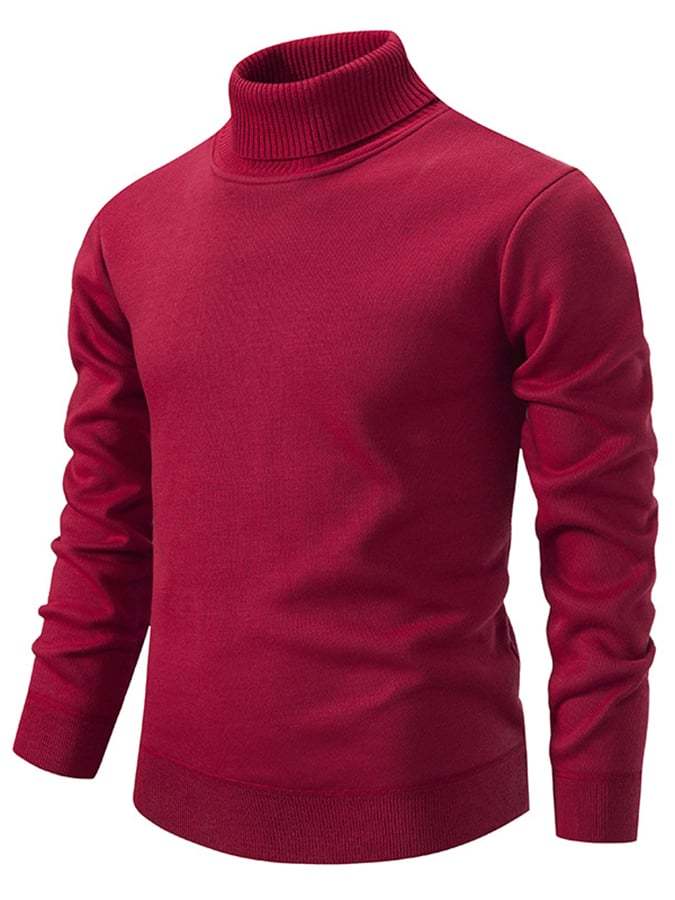 Men's Fashion Solid Color Pullover Long Sleeve Sweater