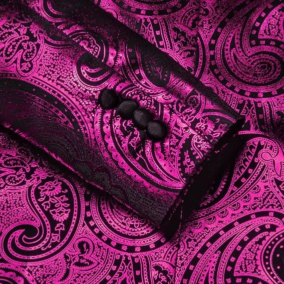 Men's Blazer One Button Shawl Lapel Tuxedo,Purple and Black Paisley