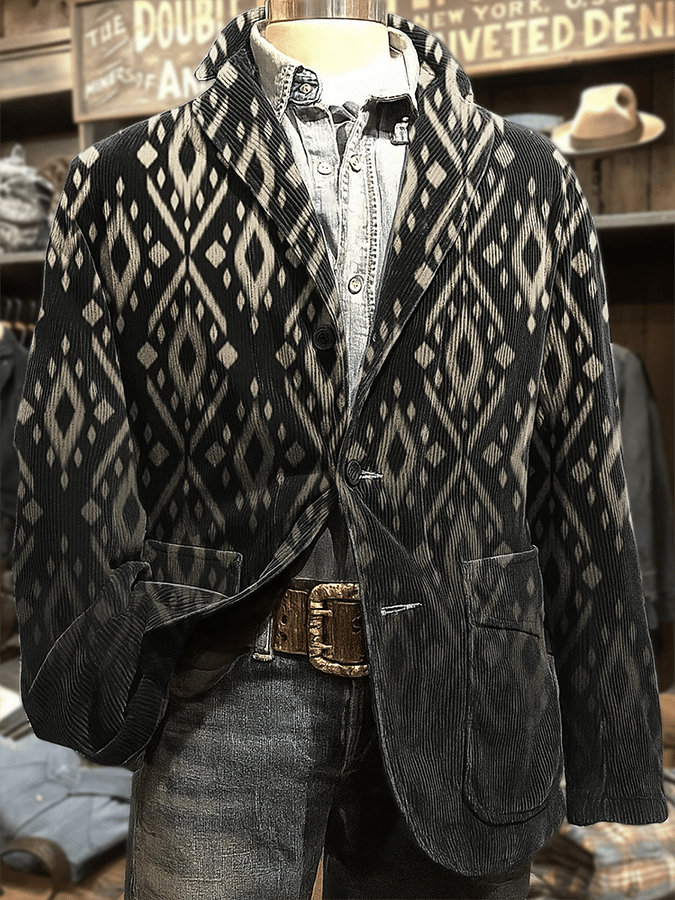 Men's Aztec Art Print Casual Coat