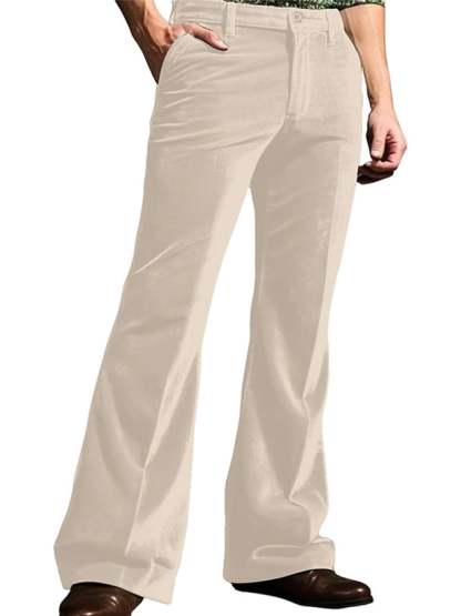 Men's Casual Solid Color Velvet Flared Trousers