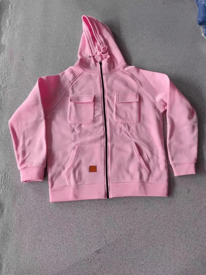 Men's Vintage Double Pocket Solid Color Comfort Zip Cardigan Jacket