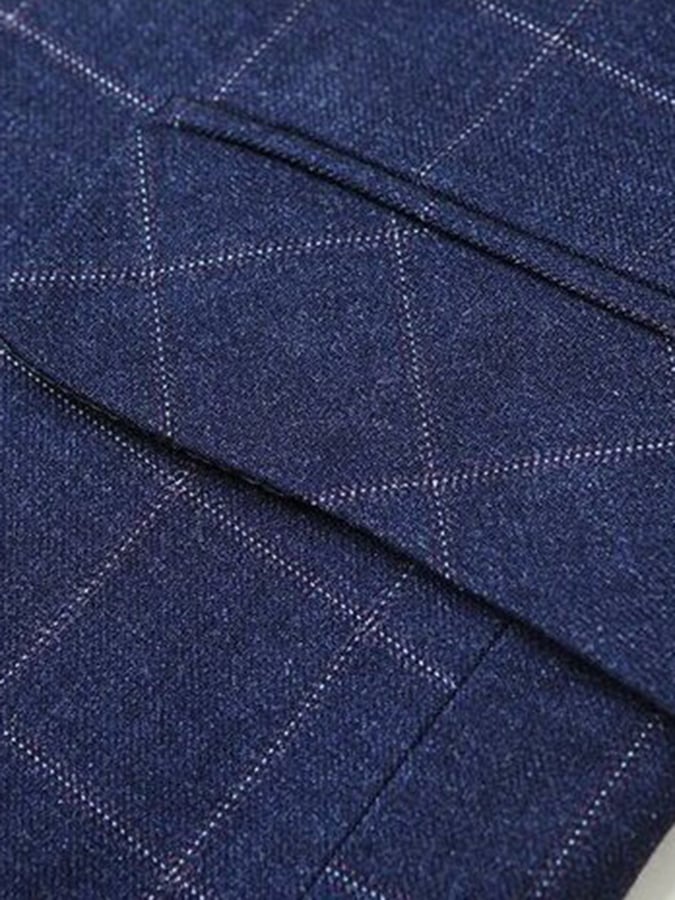 Men's Work Office Notched Collar Plaid Regular Fit Blazer