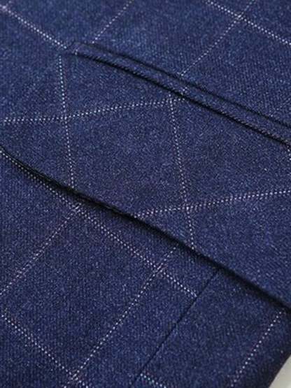 Men's Work Office Notched Collar Plaid Regular Fit Blazer