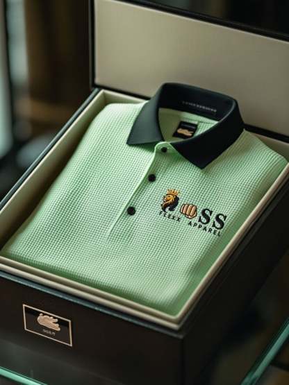 Men's Fashion Business Style Letter Printed Waffle Casual POLO Shirt