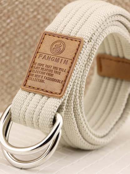 Men's Casual Canvas Woven Double Buckle Belt