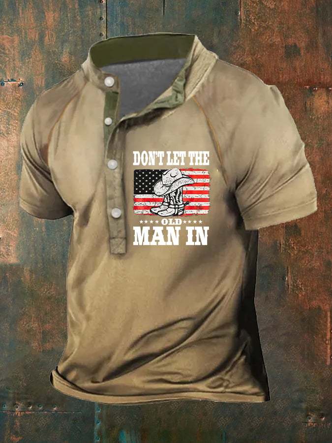 Men's Don't Let The Old Man In Country Music American Flag Print Polo