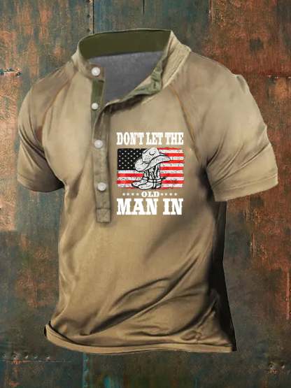 Men's Don't Let The Old Man In Country Music American Flag Print Polo