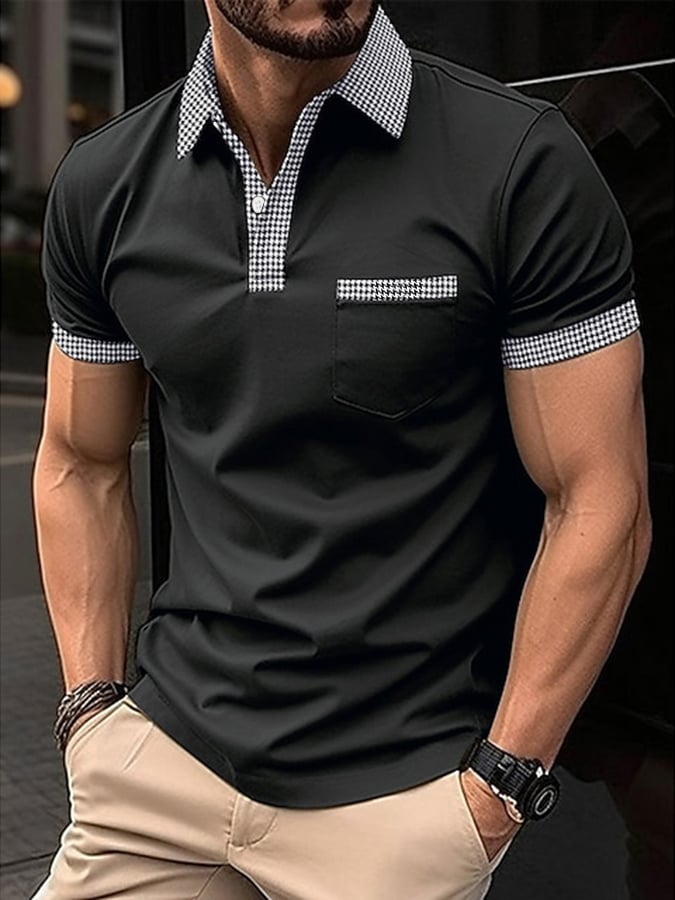 Printed Lapel Pullover Casual Polo Shirt