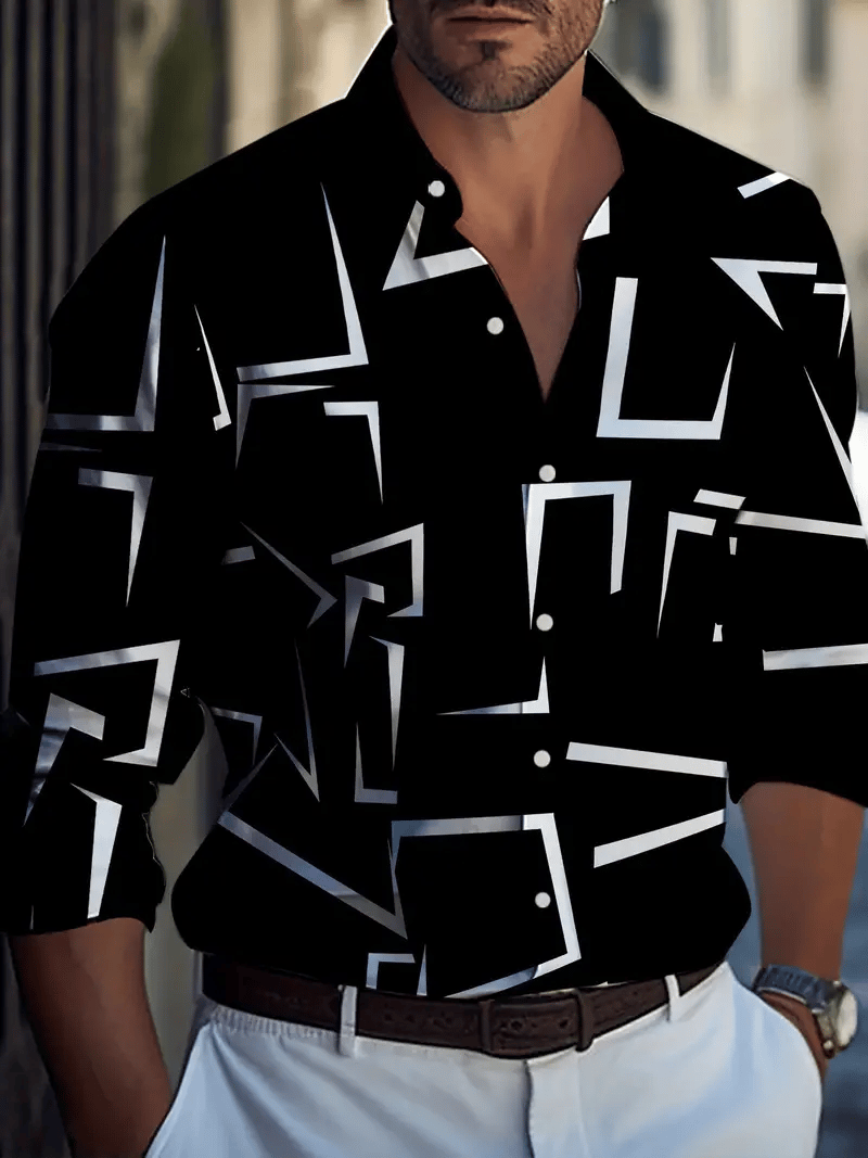 Men's Business Casual Striped Long Sleeve Shirt