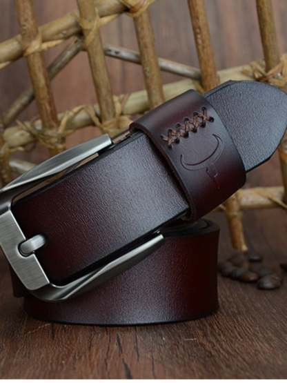 Business Casual Cowhide Fashion Men's Pin Buckle Belt