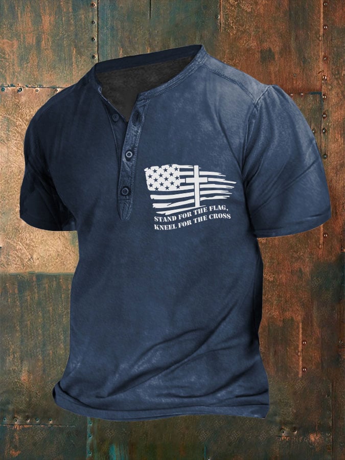 Men's I Stand For The Flag I Kneel For The Cross Print Polo Shirt