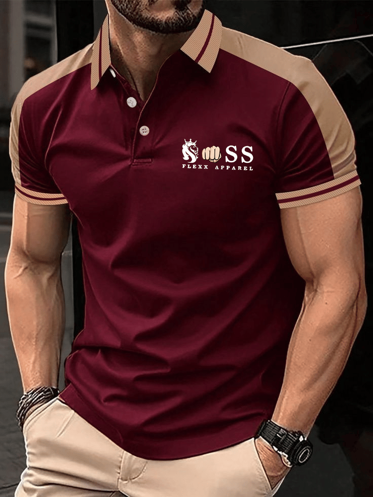 Men's Business Logo Button-Down Short Sleeve Polo Shirt