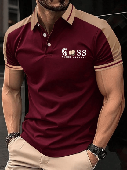 Men's Business Logo Button-Down Short Sleeve Polo Shirt