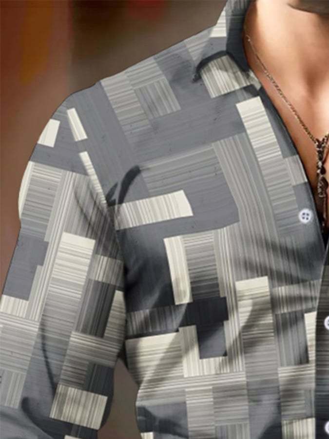 Men's Geometric Print Business Shirt