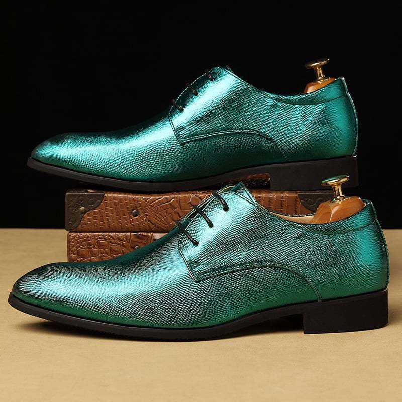 Men's Business Casual Lace-up Pointed Toe Faux Leather Shoes