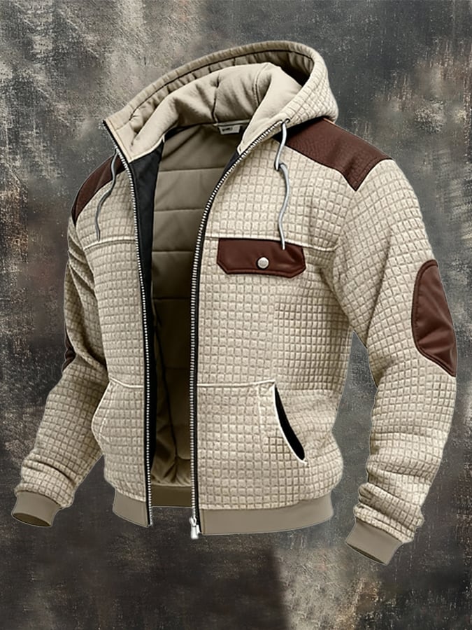 Men's Vintage Suede and Leather Multi-Pocket Outdoor Jacket