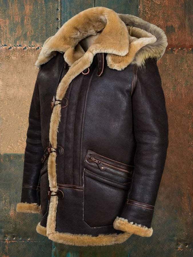 Men's Retro Faux Fur All-in-One Warm Jacket