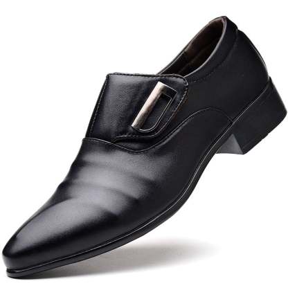 Men's Business Formal Casual Pointed Toe Loafers Faux Leather Shoes