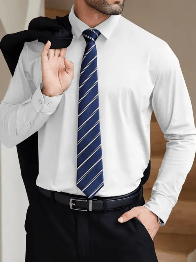 Men's Solid Color Design Business Casual Shirt
