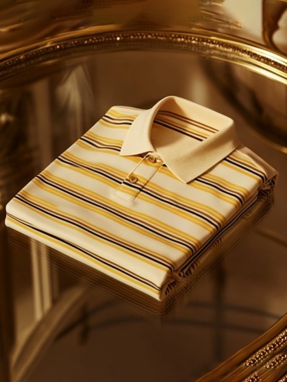 Men's Business Casual Logo Button Short Sleeve Polo Shirt