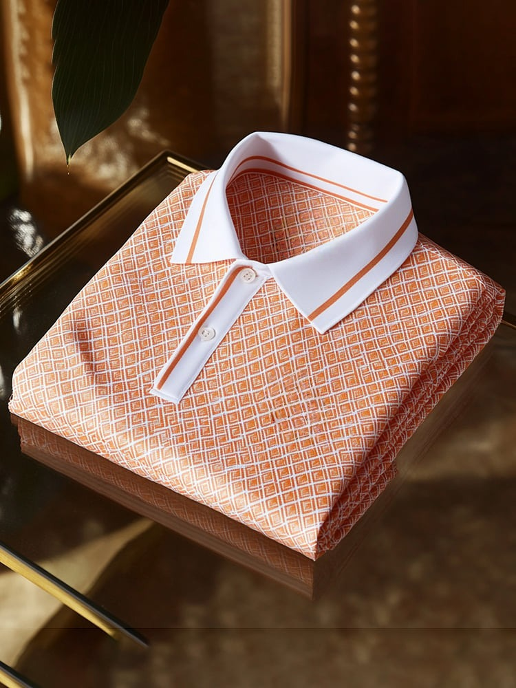 Men's Classic Business Logo Button Short Sleeve Polo Shirt