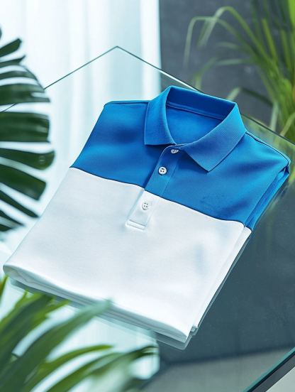 Men's Business Casual Embroidered    Button Short Sleeve Polo Shirt