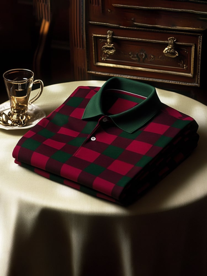 Men's Classic Business Logo Button Short Sleeve Polo Shirt