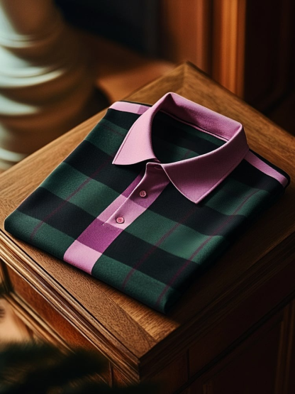 Men's Classic Business Logo Button Short Sleeve Polo Shirt