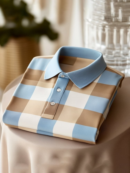 Men's Classic Business Logo Button Short Sleeve Polo Shirt