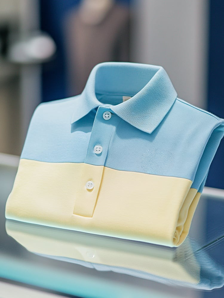 Men's Smart Casual Colorblock Logo Button Short Sleeve Polo Shirt