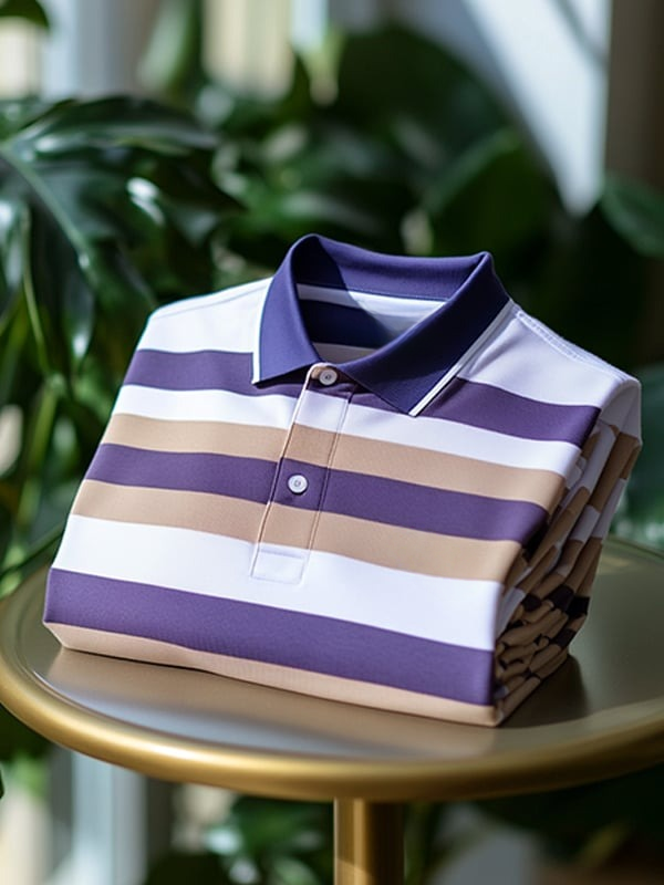 Men's Classic Business Logo Button Short Sleeve Polo Shirt