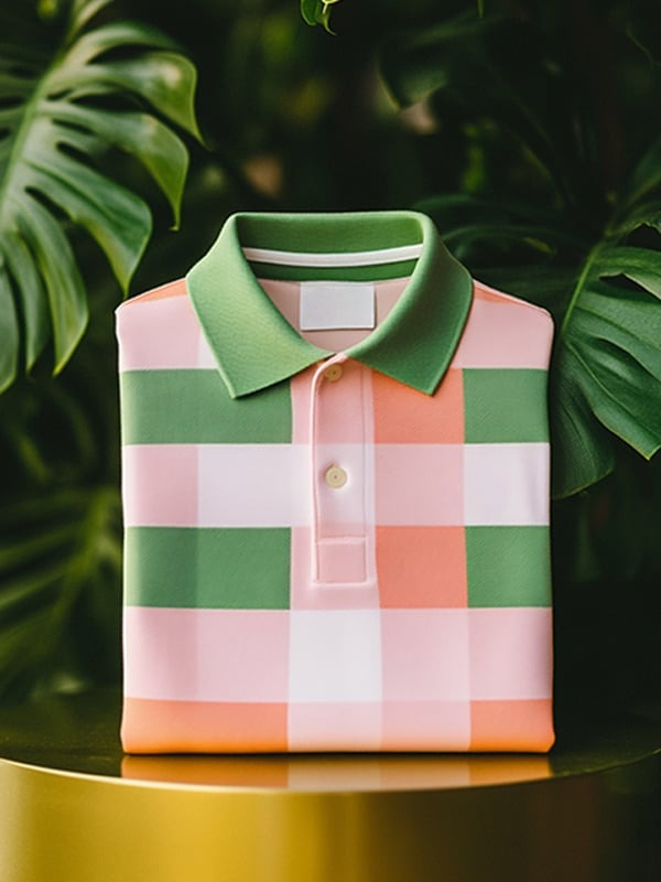 Men's Classic Business Logo Button Short Sleeve Polo Shirt