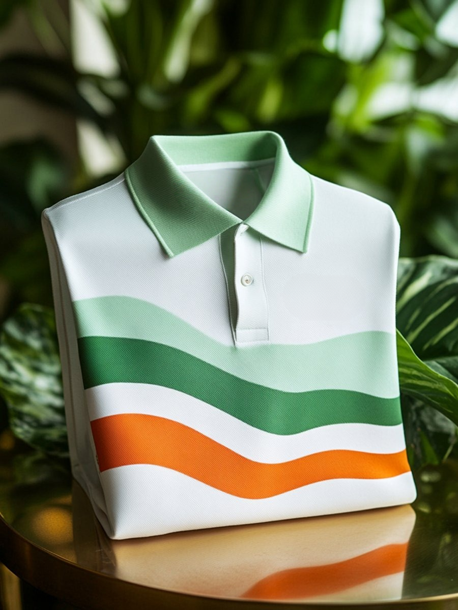 Men's Classic Business Logo Button Short Sleeve Polo Shirt