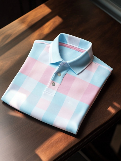Men's Business Casual Fish Embroidered Button Short Sleeve Polo Shirt