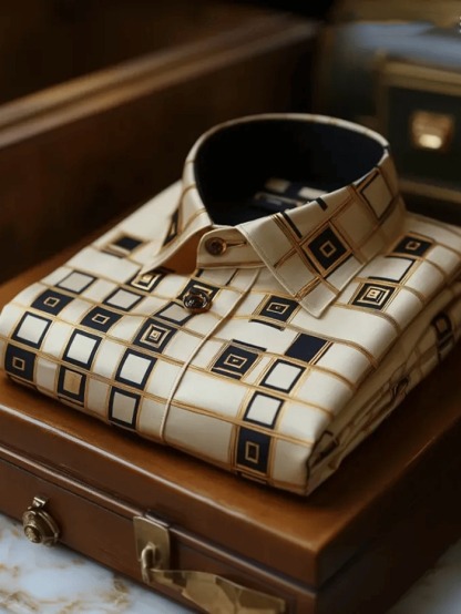 Men's Luxury Romantic Contrast Color Print Long Sleeve Shirt