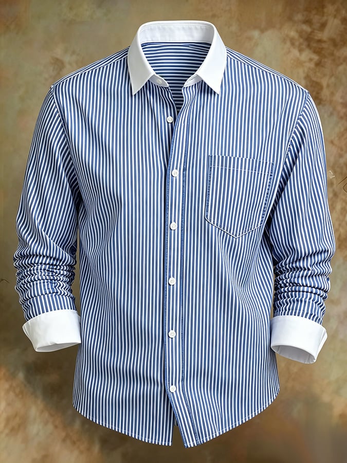 Men's Retro Abstract Art Print Comfortable Business Style Shirt