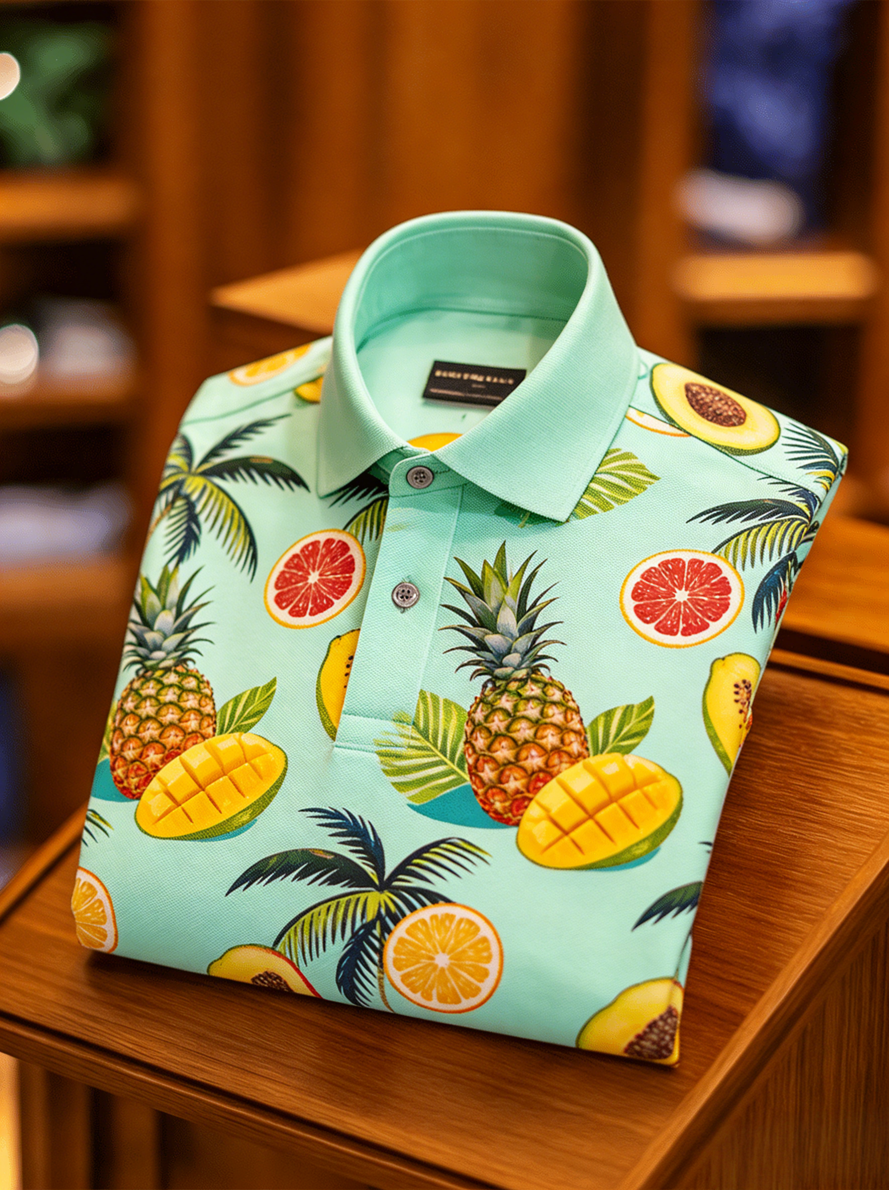Men's Floral Printed Holiday Casual Short Sleeve Polo Shirt