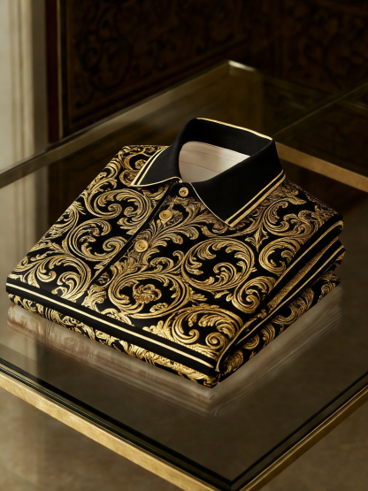 Men's Business Casual Button Short Sleeve Polo Shirt