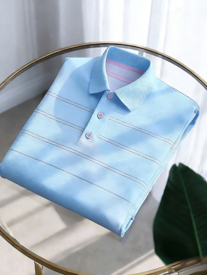 Men's Business Casual Button Short Sleeve Polo Shirt